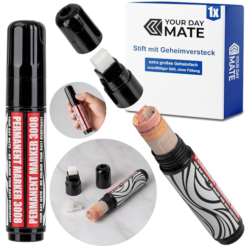 Stift mit Geheimversteck, 1 Pack, 105 x Ø 21 mm Geheimfach, in Schwarz, Geheimsafe zur Aufbewahrung von Wertgegenständen, Aufbewahrungsfach Geld Dose, Permanent Marker Geldversteck, Versteck Pen Set Stift mit Geheimversteck, 1 Pack, 105 x Ø 21 mm Geheimfach, in Schwarz, Geheimsafe zur Aufbewahrung von Wertgegenständen, Aufbewahrungsfach Geld Dose, Permanent Marker Geldversteck, Versteck Pen Set von Your Day Mate