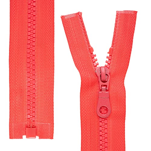 Teilbarer Reißverschluss, 2 Stück, 30 cm Schienenlänge, in Hellrot, 1-Weg offenes Ende #5, 5,75 mm Schienenbreite, 34 mm Bandbreite, Ersatz Reissverschluss Kunststoff, Kunststoffreissverschluss # 5 von Your Day Mate