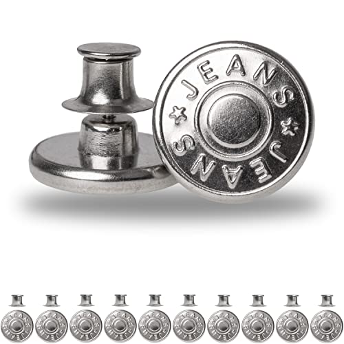 Verstellbare Hosen Ersatz Knöpfe, 10 Pack, Ø 20 mm Messing Jeansknöpfe, Silber-farben, Hosenbund jederzeit einstellbar, Hose enger weiter machen, Jeansknopf stecken, Jeans Knopf mit Pin, Hosenknöpfe von Your Day Mate