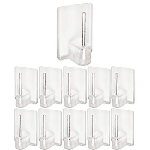 Gardinenstangen Klebehaken, 10 Stück, in Transparent, Selbstklebende Haken mit 24 x 16 mm, für Fensterrahmen, Glas, Fliese, Tür, Vorhanghaken Stange, Gardinenhalter Fenster, Vitrastange Fensterhaken von Your Day Mate