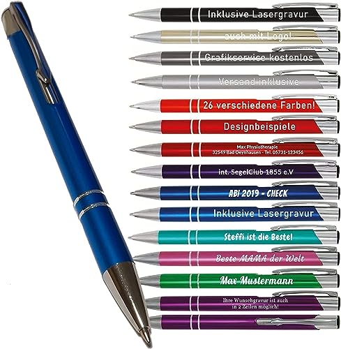 Your Gravur - Kugelschreiber mit Gravur | Cosmo - personalisierter Stift - Werbekugelschreiber mit Wunschtext & Logo - 1-2 Tage Lieferzeit - Anzahl: 10 von Your Gravur