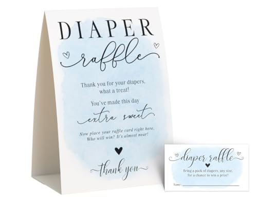 Your Main Event Prints Aquarell-blaues Windel-Raffle-Spielschild und Karten, 50 Karten enthalten, selbststehendes 12,7 x 17,8 cm Schild, Babyparty-Spiel und Dekoration Your Main Event Prints Aquarell-blaues Windel-Raffle-Spielschild und Karten, 50 Karten enthalten, selbststehendes 12,7 x 17,8 cm Schild, Babyparty-Spiel und Dekoration von Your Main Event Prints