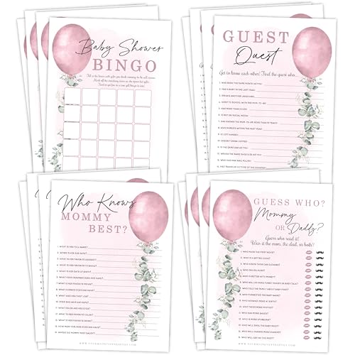Your Main Event Prints Mädchen-Babyparty-Spiele, "Who Knows Mommy Best", Bingo, Gast-Quest, lustige Babyparty-Spiele und Aktivitäten von Your Main Event Prints