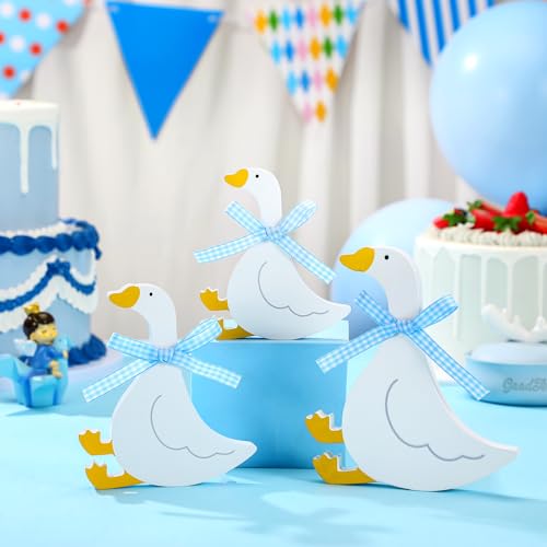 Yousoontic 3 Stück hölzerne Silly Goose Tischdekorationen, Schleife, Silly Goose 1. Geburtstag, abgestuftes Tablett, Tafelaufsätze, Geschenke für lustige Gänse, Motto-Party, Babyparty von Yousoontic