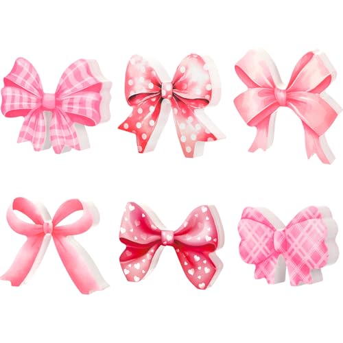 Yousoontic 6 Stück 3D rosa Schleife Kokette Holzschleife Tischdekoration Kokette Home Decor Mittelstück Zimmer rosa abgestuftes Tablett Party Dekoration für Zuhause Wohnheim Schreibtisch Tischplatte von Yousoontic