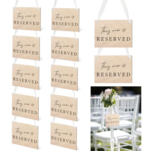 Yousoontic Holzschild mit Aufschrift "Reserved Row" für Hochzeitsstühle "This Row Is Reserved", Hängeschilder mit Band für Hochzeit, Empfang, Party, Restaurant, Kirche, Veranstaltungen, Kirche, Kirche von Yousoontic