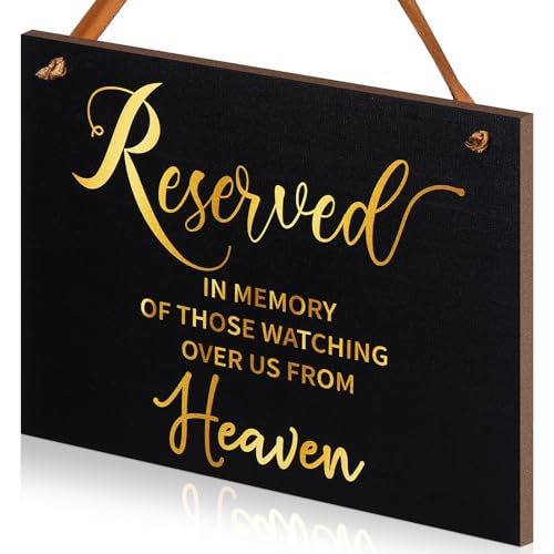 Yousoontic "Reserved Signs for Wedding Wood in Loving Memory" Hochzeitsschild in Erinnerung an Eltern, die vom Himmel feiern Zeremonie, Sitzbanner für Zeremonie, Restaurant (Golden) von Yousoontic