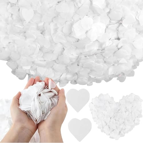 13000 Stück Biologisch abbaubares Konfetti, Herz Weiß Hochzeit Konfetti, biologisch abbaubares Papier Konfetti für Luftballons, Feier, Babyparty, Party, Zeremonie, Geburtstagsdekoration, Jubiläum (2,5 13000 Stück Biologisch abbaubares Konfetti, Herz Weiß Hochzeit Konfetti, biologisch abbaubares Papier Konfetti für Luftballons, Feier, Babyparty, Party, Zeremonie, Geburtstagsdekoration, Jubiläum (2,5 von YouthLoxus