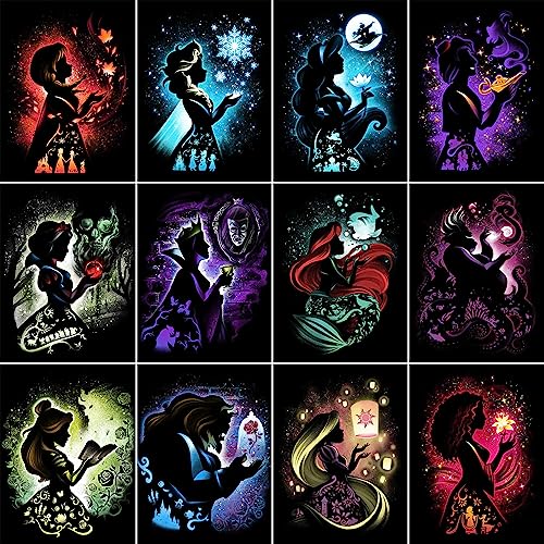 Youtheart Diamond Art Princesses Diamond Painting Villains, 5D Full Drill Cross Stitch Embroidery Kits (12 Packs) von Youtheart