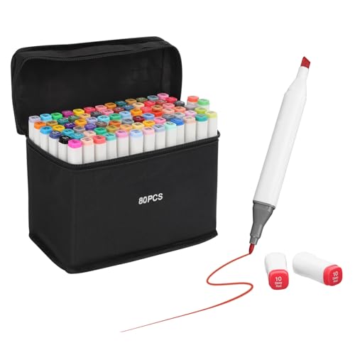 Youyijia Graffiti Stifte 80 Farben Alkohol Marker Filzstifte Twin Tip Marker Stifte Set Marker Stifte Alkoholmarker für Malerei, Zeichnung, Design, Rendering, Brief, Manga Weiß von Youyijia