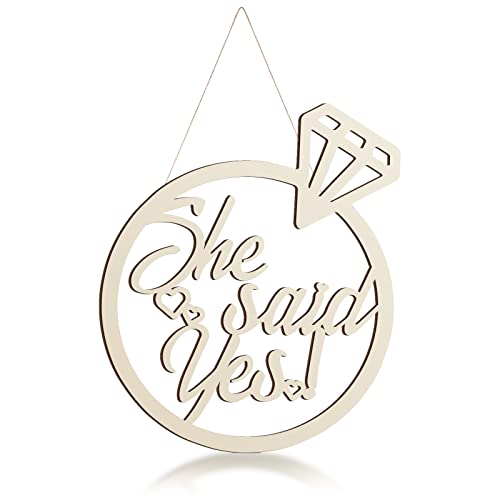 Youyole Holzschild "She Said Yes", 35 x 29 cm, Diamant-Ring, Holzausschnitt, Schild, Hochzeit, Verlobung, Party, Dekoration, Fotoautomaten-Requisiten mit Seil zum Aufhängen, rustikales Hängeschild Youyole Holzschild "She Said Yes", 35 x 29 cm, Diamant-Ring, Holzausschnitt, Schild, Hochzeit, Verlobung, Party, Dekoration, Fotoautomaten-Requisiten mit Seil zum Aufhängen, rustikales Hängeschild von Youyole