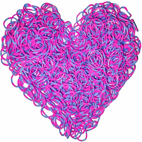 Yowamho 900 Gummibänder Roseo & Hellblau mit 24 S-Clips und 1 kleinen Häkelnadel, Gummibänder für Armbänder. von Yowamho