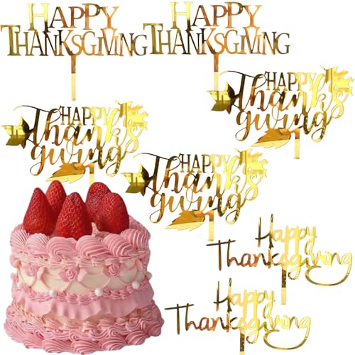 Happy Thanksgiving Tortenaufsatz Party Gold Glitzer Acryl Dekoration Zubehör für Party Thanksgiving Geburtstag Jahrestag Verlobung Kuchen Dekor von Yowzpe