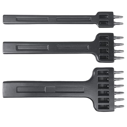 3pcs/festgelegte Ledernähte Punch, 4 Zoll 2/4/6 Stecker Lederloch -Loch -Werkzeug, 6 -mm -Abstand Stahlstock -Stanzwerkzeug für DIY -Handwerk, Loch von Yoyakie