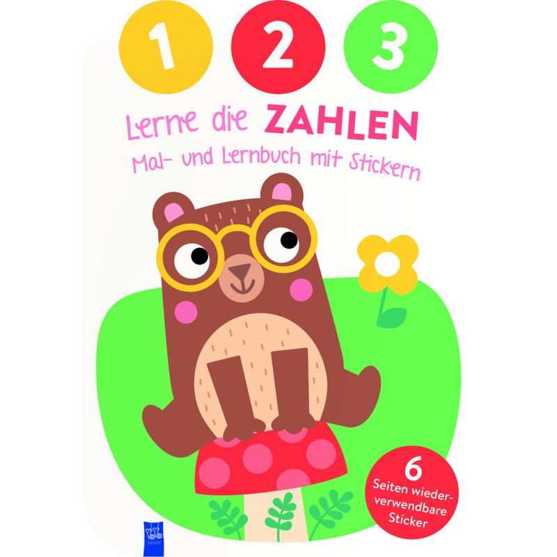 1,2,3 - Lerne Die Zahlen - Mal- Und Lernbuch Mit Stickern (Cover Bär), Gebunden von Yoyo Books