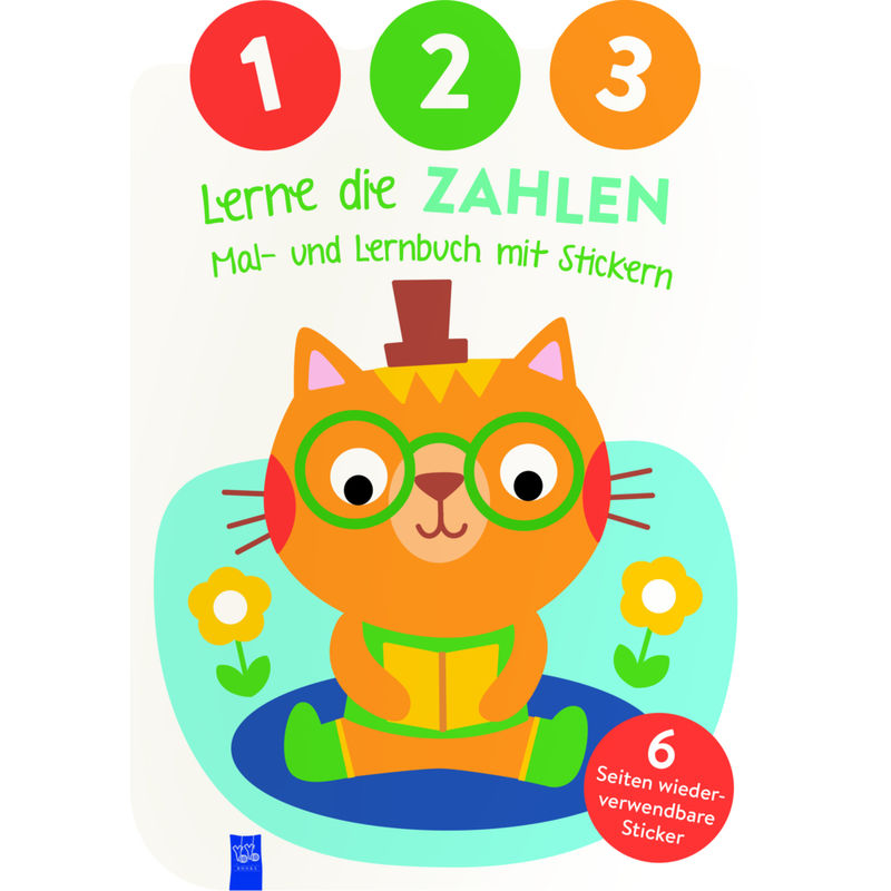 1,2,3 - Lerne Die Zahlen - Mal- Und Lernbuch Mit Stickern (Cover Katze), Gebunden von Yoyo Books