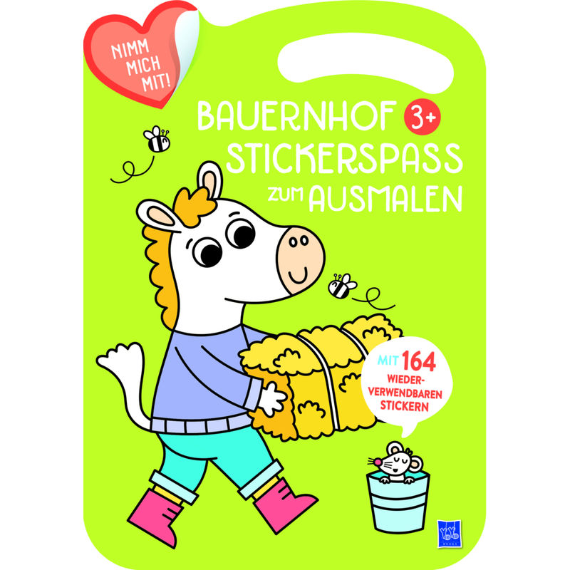Bauernhof Stickerbuch Zum Ausmalen 3+ (Cover Grün, Pferd), M. 164 Beilage, Gebunden von Yoyo Books