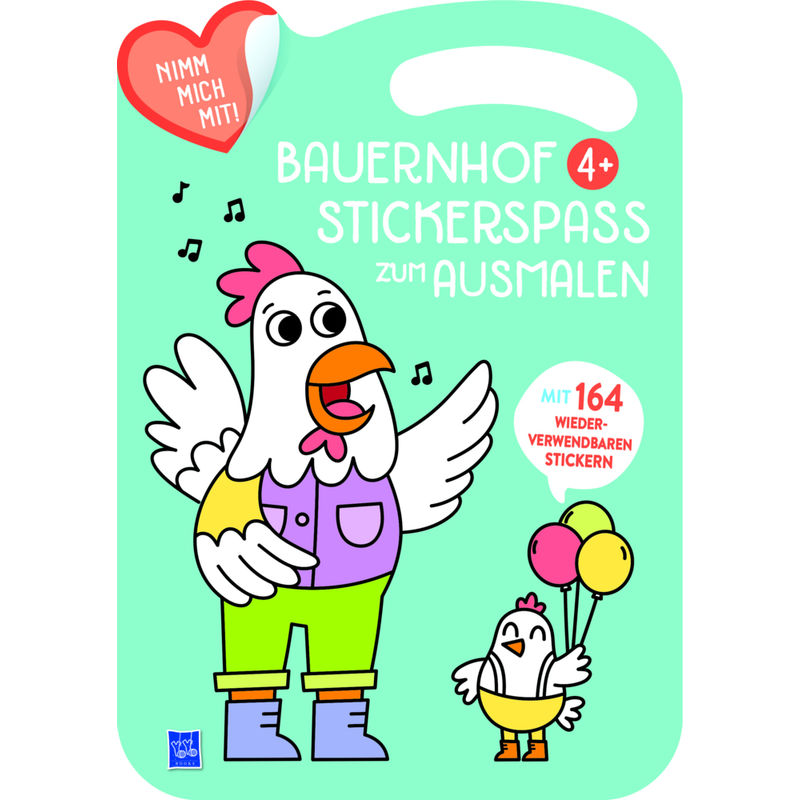 Bauernhof Stickerspaß Zum Ausmalen 4+ (Cover Blau, Henne), M. 164 Beilage, Gebunden von Yoyo Books