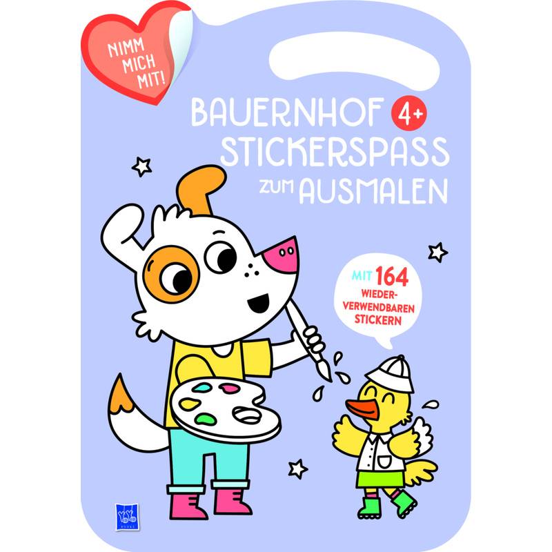 Bauernhof Stickerspaß Zum Ausmalen 4+ (Cover Violett, Hund), M. 164 Beilage, Gebunden von Yoyo Books