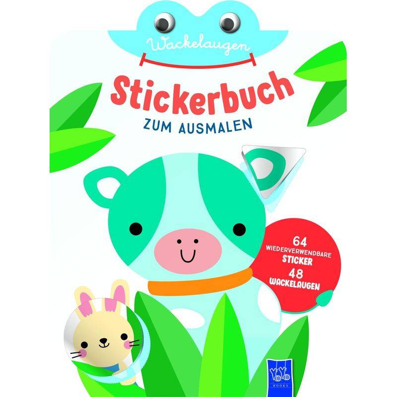 Wackelaugen Stickerbuch Zum Ausmalen (Cover Kuh), Taschenbuch von Yoyo Books