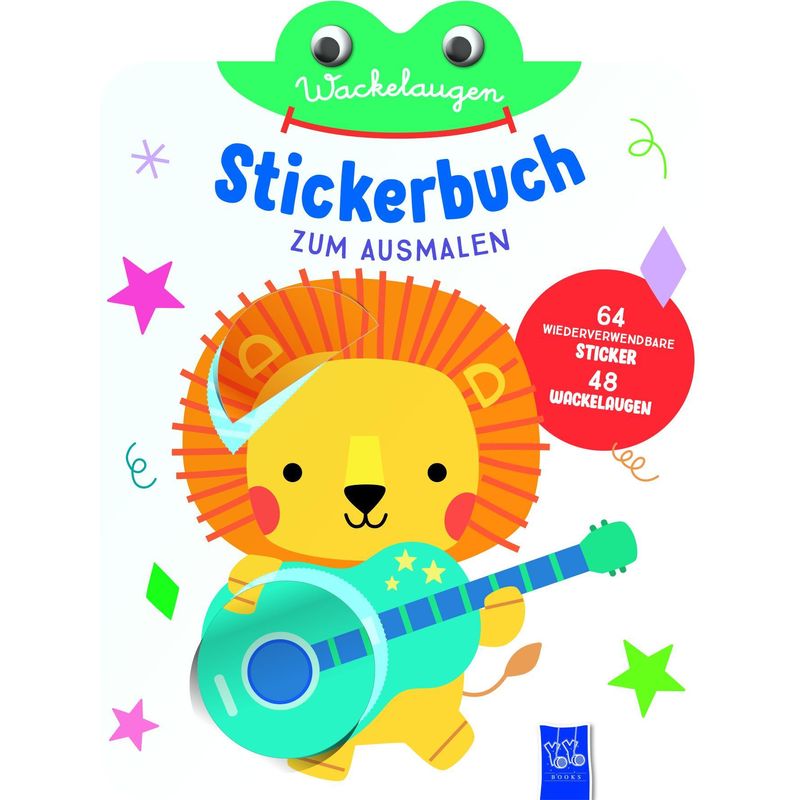 Wackelaugen Stickerbuch Zum Ausmalen (Cover Löwe), Taschenbuch von Yoyo Books