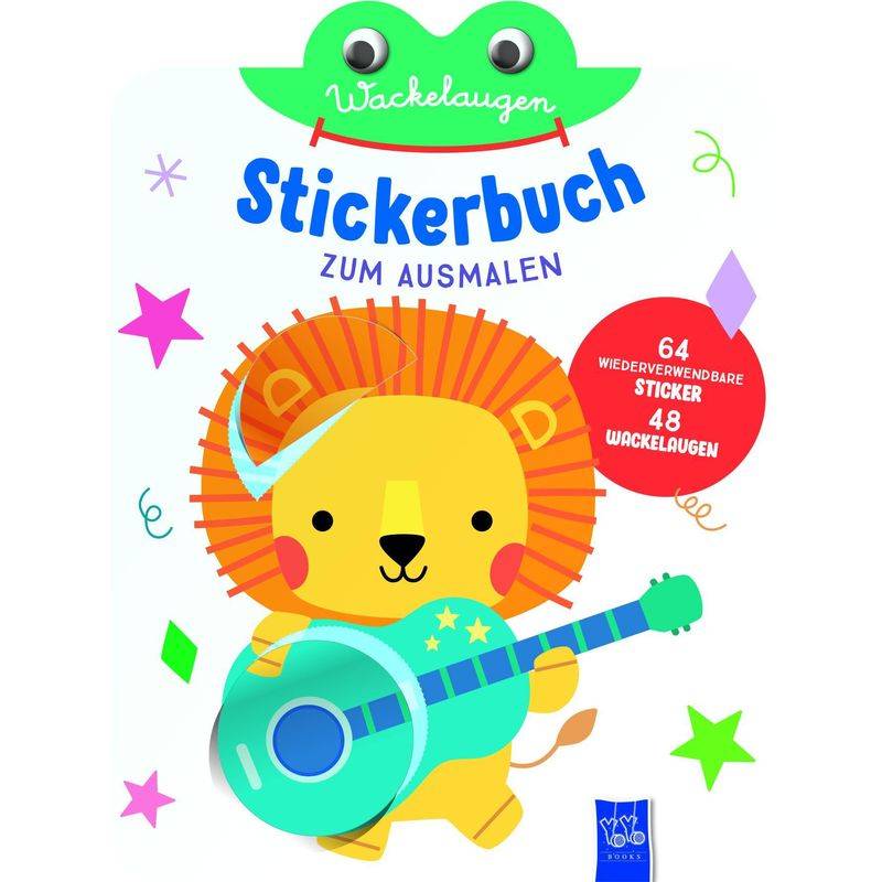 Wackelaugen Stickerbuch Zum Ausmalen (Cover Löwe), Taschenbuch von Yoyo Books
