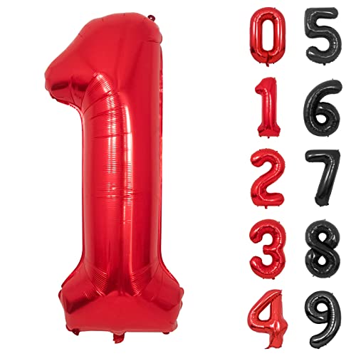 Folienballon Zahl 1 Rot XXL Riesen Folienballon Mylar Helium Luftballon 1. Geburtstag für Junge Mann Frau 1. Jahre Geburtstagsdeko Jubiläum Deko von Yoyoin