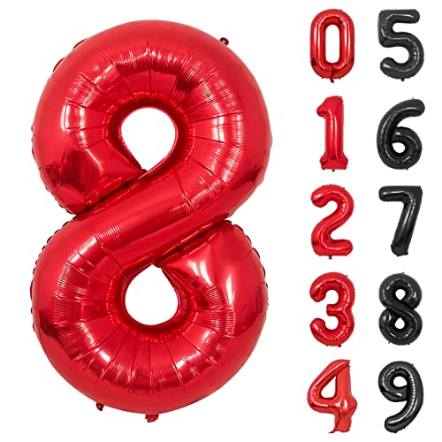 Folienballon Zahl 8 Rot XXL Riesen Folienballon Mylar Helium Luftballon 8. Geburtstag für Junge Mann Frau 8. Jahre Geburtstagsdeko Jubiläum Deko von Yoyoin