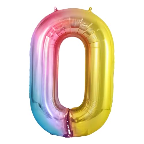 Geburtstag Zahlen Luftballon 0 Jahre Regenbogen 40 Zoll XXL 100 cm Rosa Luftballons Zahl 0, Bunt Folienzahlen Ballons 0. Kinder-geburtstag Mädchen Hochzeit Jubiläum Party Dekoration von Yoyoin