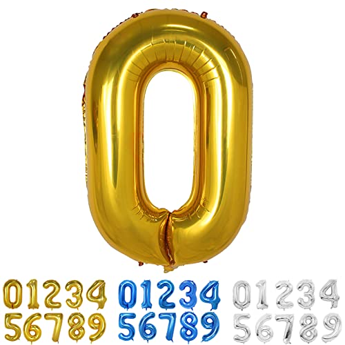 Gold Luftballon Zahlen 0 Folienballon Gold in 40" - 100cm Geburtstag Zahlen Luftballon 0 Jahre XXL Helium Ballons für Kinder Junge Männer 0. Geburtstagsparty Deko (Nummer 0) von Yoyoin