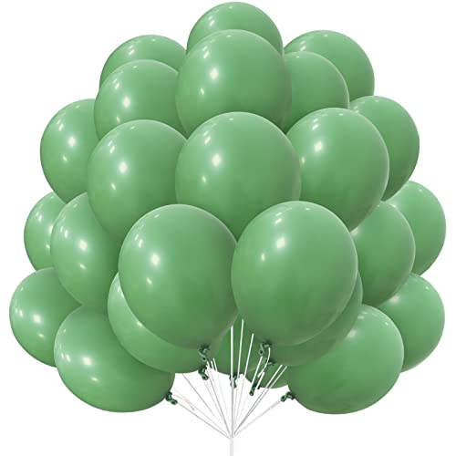 Grüne Luftballons Set, 30 Stück Bean Green Balloon 12 Zoll Matte Sage Green Latex Ballons mit Band für Frauen Boys Retro Green Jungle Theme Birthday Party Safari Wild Wedding Baby Shower Decoration von Yoyoin