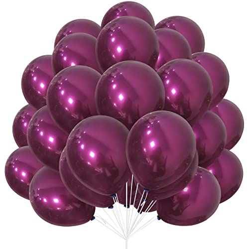 Lila rote Ballons Set, 30 Stück Burgund Ballon 10 Zoll Deep Purple Double Stuff Thick Latex Retro weinrote Ballons mit Band für Frauen Geburtstag Party Hochzeit Graduierung Jahrestag Dekorationen von Yoyoin