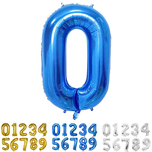 Luftballon 0. Geburtstag Zahl Blau Riesen Folienballon in 40" - 100cm Ballon Zahl Deko Luftballon 0 Jahre Kinder geburtstag Jungen Deko von Yoyoin