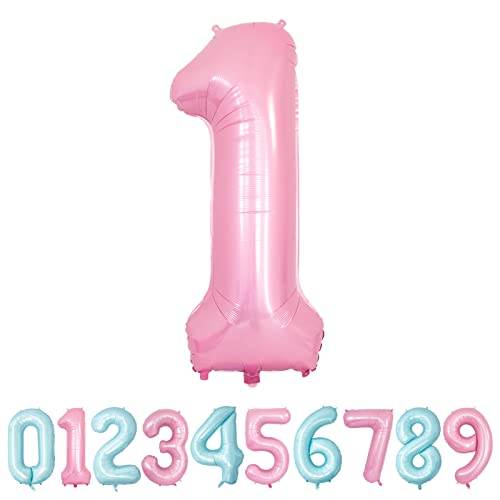 Luftballon 1. Geburtstag Zahl 100 Cm Rosa Luftballons Zahl 1 Riesige Folienballon 1 Helium Zahlenballon für Mädchen Geburtstag Hochzeit, Jubiläum Dekoration von Yoyoin
