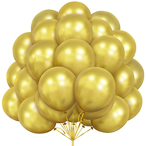 Luftballons Gold, 30Stück 12 Zoll Metallic Gold Luftballons Ballons mit Ballonband für Metallisches Gold Party Deko Geburtstag Hochzeit Graduierung Brautdusche Babyparty Taufen Eagagement Dekorationen von Yoyoin