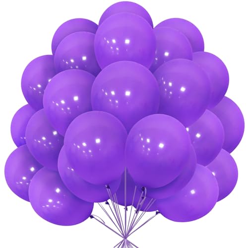 Luftballons Lila, 30 Stück 12 Zoll Matt Dunkel Violett Luftballons Lavendel Ballons mit Ballonband für Mädchen Frauen Deko Geburtstag Hochzeit Brautdusche Babyparty Taufen Meerjungfrau Dekorationen von Yoyoin