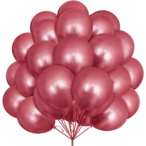 Luftballons Rosa, 30 Stück 12 Zoll Metallic Rosa Luftballons Ballon mit Ballonband für Metallisches Rosa Party Deko Geburtstag Hochzeit Valentinstag Brautdusche Babyparty Taufe Eagagement Dekorationen von Yoyoin