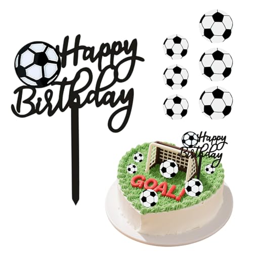 1+6 Stk Acryl-Kuchentopper: 1x "Happy Birthday" & 6x Fußball-Design, Tortendeko Fussball, Geburtstagskuchen-Dekorationen für Kinder- & Fußball-Party 1+6 Stk Acryl-Kuchentopper: 1x "Happy Birthday" & 6x Fußball-Design, Tortendeko Fussball, Geburtstagskuchen-Dekorationen für Kinder- & Fußball-Party von Yphzmtz