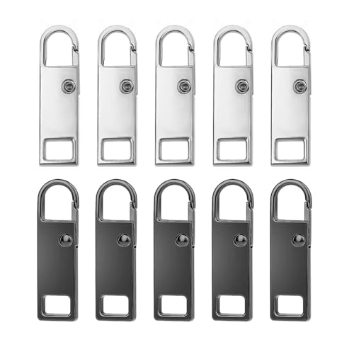 10 Stück Reißverschlüsse, Metall Reisverschluss:zipper Ersatz, abnehmbare Reißverschluss Anhänger für Kleidung, Rucksäcke, Handtaschen, Koffer (schwarz & silber) von Yphzmtz