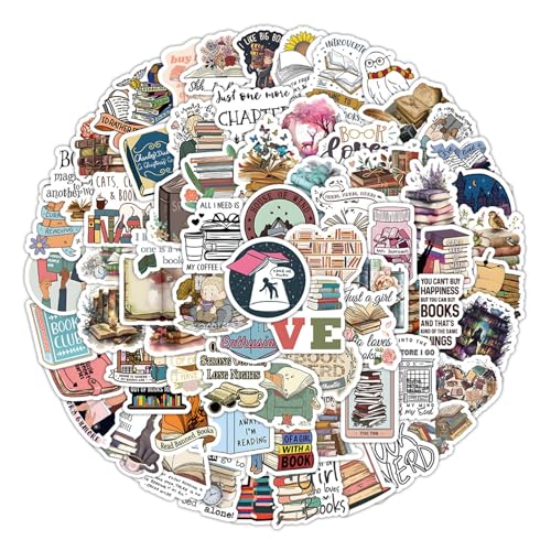 100 Stück Bookish Sticker, Lesen Vintage Aufkleber, Book Sticker Aesthetic, Vinyl Wasserdicht Aufkleber für Wasserflaschen, Scrapbooking, Tagebuch, Laptop, Skateboard von Yphzmtz