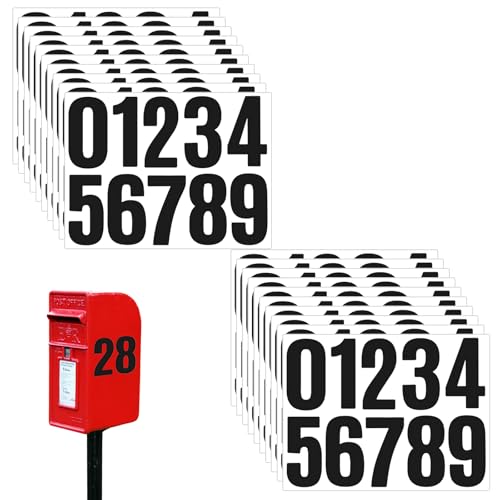 200 Stück Zahlen Aufkleber (20 Blatt), Wetterfeste Hausnummern Sticker Schwarz, Selbstklebende Vinyl Zahlen 0-9 für Briefkasten, Tür, Fenster & Schilder von Yphzmtz