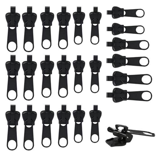 24 Stück Reißverschluss-Reparaturset Universal | 3 Größen, Abnehmbare Zipper für Rucksack, Jacke, Koffer, Schlafsack | Robuste Schwarze Ersatz-Zipper 24 Stück Reißverschluss-Reparaturset Universal | 3 Größen, Abnehmbare Zipper für Rucksack, Jacke, Koffer, Schlafsack | Robuste Schwarze Ersatz-Zipper von Yphzmtz