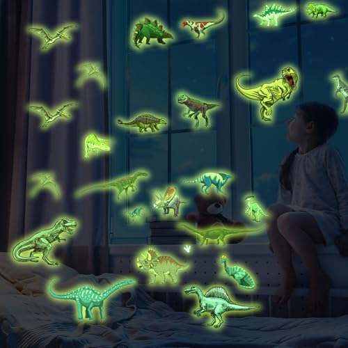 4 Blatt Leuchtende Dinosaurier Wandstickers, selbstklebendes Dino Wandtattoo für Kinderzimmer & Schlafzimmer, grüne Leuchtsticker, ideal als Geschenk für Jungen 4 Blatt Leuchtende Dinosaurier Wandstickers, selbstklebendes Dino Wandtattoo für Kinderzimmer & Schlafzimmer, grüne Leuchtsticker, ideal als Geschenk für Jungen von Yphzmtz