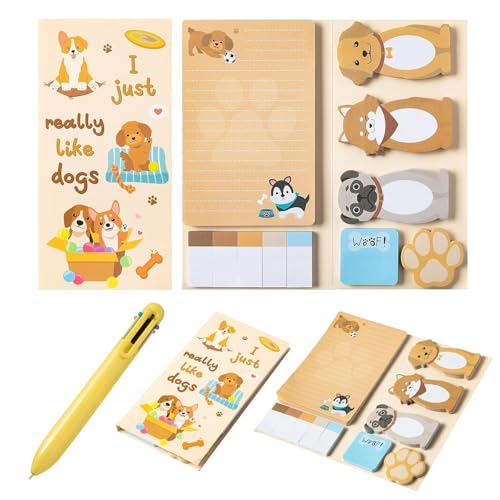 440 Blätter Corgi Haftnotizen Set mit Stift, Cartoon Hund Motiv, Selbstklebende Notizzettel für Kinder Schule Home Office, Memo Pads Page Marker, Geschenk für Lehrer Student Schüler Schulzubehör von Yphzmtz