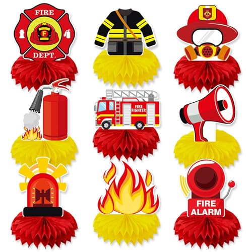 9 Stück Set Feuer-Thema Geburtstagsfeier Dekoration, Waben Ornament, Feuerwehrauto Tabletop Dekoration Arrangement für Kindergeburtstag Party Dekoration, Geschenk 9 Stück Set Feuer-Thema Geburtstagsfeier Dekoration, Waben Ornament, Feuerwehrauto Tabletop Dekoration Arrangement für Kindergeburtstag Party Dekoration, Geschenk von Yphzmtz