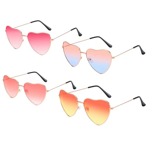 Yphzmtz 4 Paar Retro Herz Sonnenbrille, Lustige Partybrille für Fasching, Halloween & Festivals, Hippie Herzbrille in Rosa, Blau, Rot & Pink, Damen Accessoires für 60er 70er 80er 90er Jahre Outfits Yphzmtz 4 Paar Retro Herz Sonnenbrille, Lustige Partybrille für Fasching, Halloween & Festivals, Hippie Herzbrille in Rosa, Blau, Rot & Pink, Damen Accessoires für 60er 70er 80er 90er Jahre Outfits von Yphzmtz