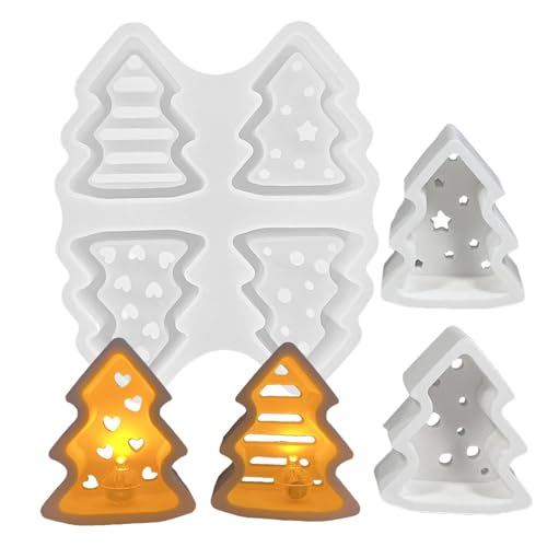 Silikonformen Gießformen Kerzenhalter, 4 Stück minis Weihnachtsbaum Silikonform Weihnachtsbaum Teelichthalter Kerzenformen, Weihnachten Silikonform Seifenform Epoxidharz Für Handwerk Silikonformen Gießformen Kerzenhalter, 4 Stück minis Weihnachtsbaum Silikonform Weihnachtsbaum Teelichthalter Kerzenformen, Weihnachten Silikonform Seifenform Epoxidharz Für Handwerk von Yplkm