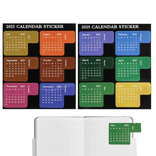Yplkm Planer Register - Monatliche Planungsaufkleber Etiketten 2025,12 Monate Haftende Registertabs für Journal Scrapbook Arbeit Lehrer Büro College Student von Yplkm