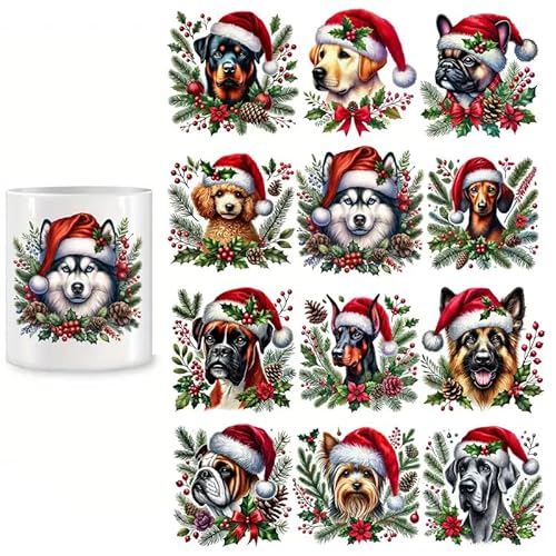 Weihnachtshunde UV-DTF-Becher-Wraps, Winter, UV-DTF-Transfer, wasserdichte Aufkleber für Glasbecher, Möbel, Handwerk, DIY, Handwerk, zum Aufreiben, Transfer-Aufkleber für DIY, Wasserflasche, Laptop, Weihnachtshunde UV-DTF-Becher-Wraps, Winter, UV-DTF-Transfer, wasserdichte Aufkleber für Glasbecher, Möbel, Handwerk, DIY, Handwerk, zum Aufreiben, Transfer-Aufkleber für DIY, Wasserflasche, Laptop, von Yqtwlkjic