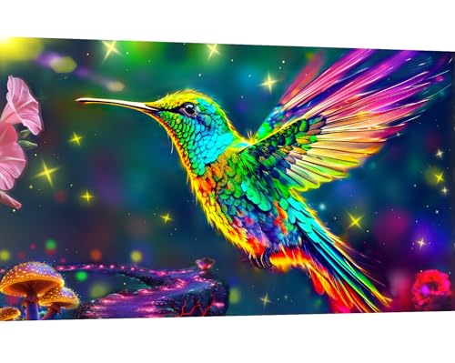 Yqwzhqmy Diamond Painting birds XXL (70 x 40 cm), Diamond Painting Hummingbird, DIY Cross Stitch Painting Kits, 5D Diamond Painting Kit for Adults, for Room Wall Decoration von Yqwzhqmy
